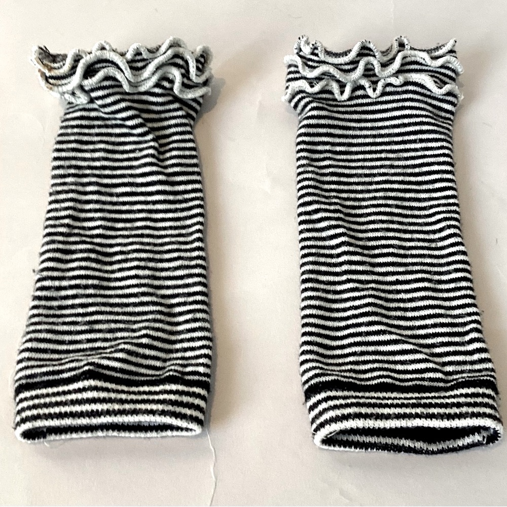 Baby Ruffled Black & White Striped Leg Warmers